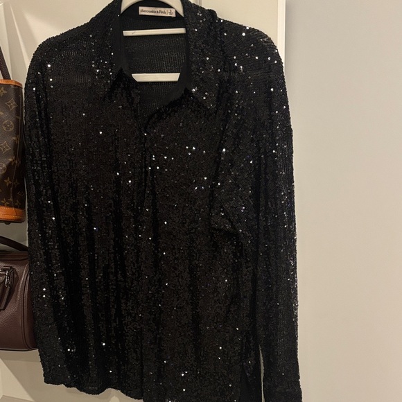 Abercrombie & Fitch Tops - Abercrombie & Fitch Black Sequin Button-Down Shirt